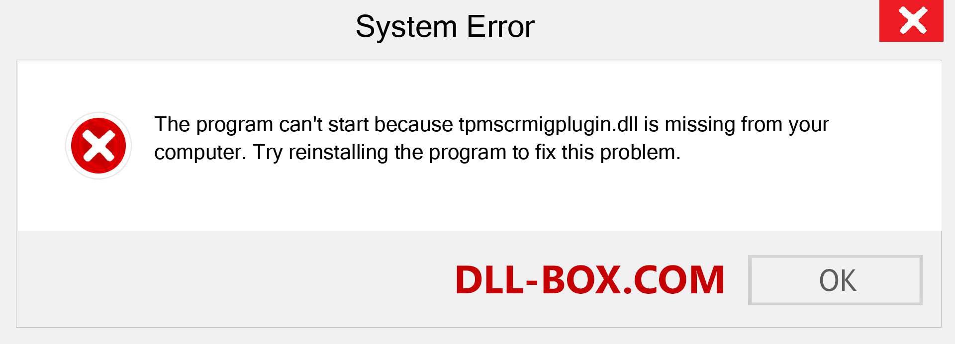  tpmscrmigplugin.dll file is missing?. Download for Windows 7, 8, 10 - Fix  tpmscrmigplugin dll Missing Error on Windows, photos, images